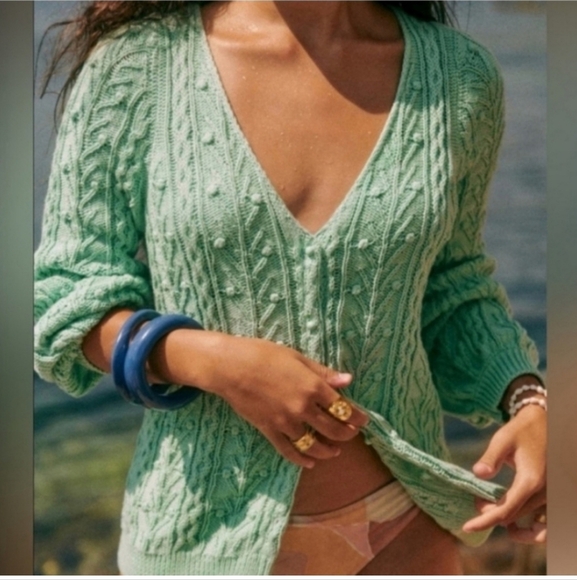 Sezane Sweaters - SÉZANE Beryl Cardigan In Sea Green Size Xs